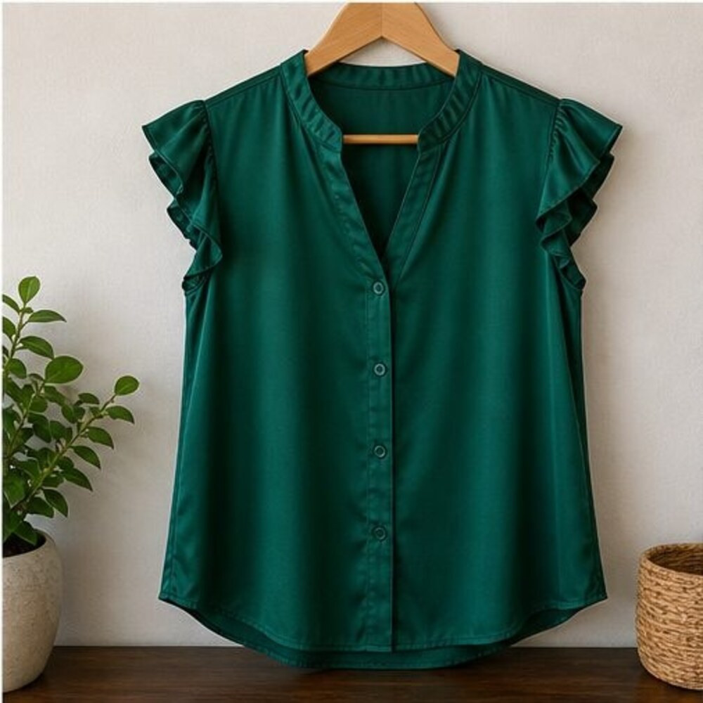 Emerald Ruffle Blouse